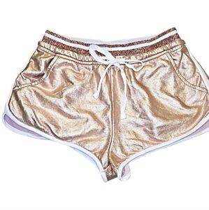 😁Metallic Rose Gold Women's Track Shorts Size XS